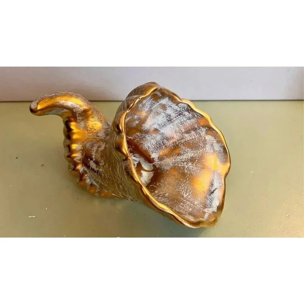 Vintage Stangl‎ Pottery Antique Gold Conch Sea Shell Decor Pottery USA